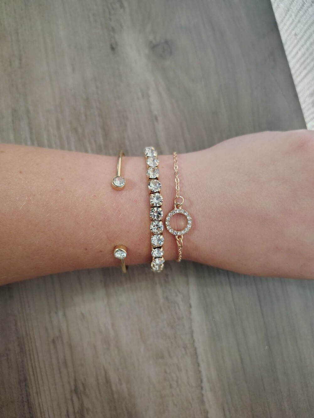 Gold Crystal Trio Bracelet Set